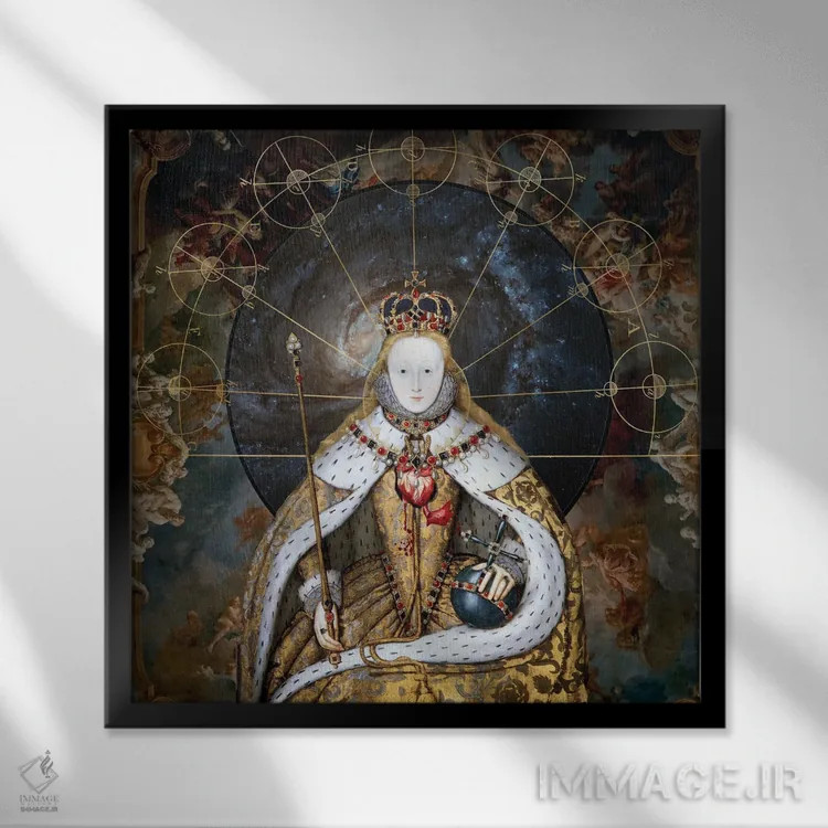 تابلو خدا ملکه را حفظ کند (سرود ملی بریتانیا) اثر امی سالمونه - نمای قابدار مشکی