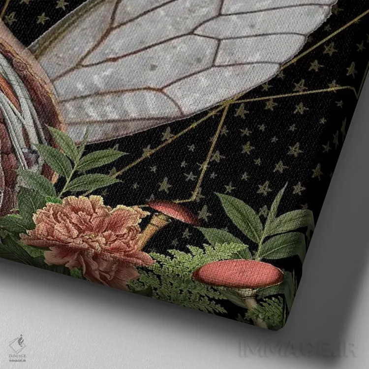 تابلو دو پروانه اثر امی سالمونه - نمای نزدیک بافت بوم