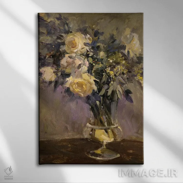 تابلو گلدان عصرگاهی اثر الین استیونز - نمای روبهرو روی دیوار