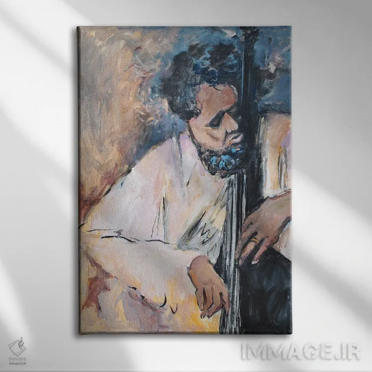 تابلو به موسیقی گوش بده یک اثر الین استیونز - نمای روبهرو روی دیوار