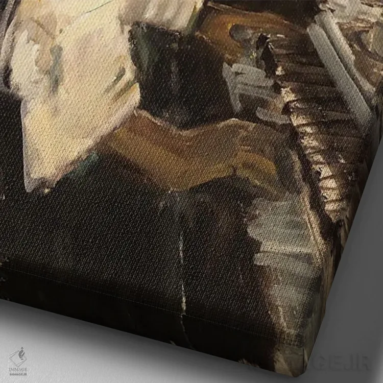 تابلو به موسیقی گوش بده چهار اثر الین استیونز - نمای نزدیک بافت بوم