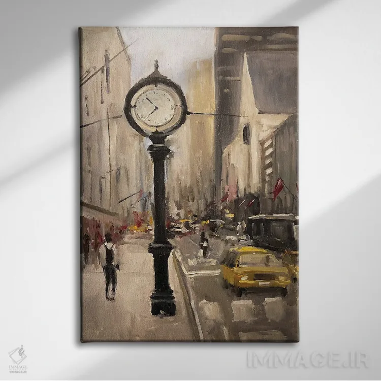 تابلو زمان شهر اثر الین استیونز - نمای روبهرو روی دیوار