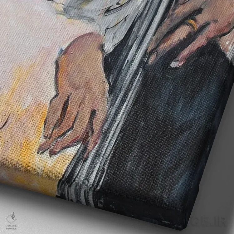 تابلو به موسیقی گوش بده یک اثر الین استیونز - نمای نزدیک بافت بوم