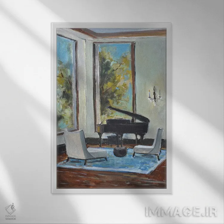 تابلو اتاق نشیمن اثر الین استیونز - نمای قابدار سفید