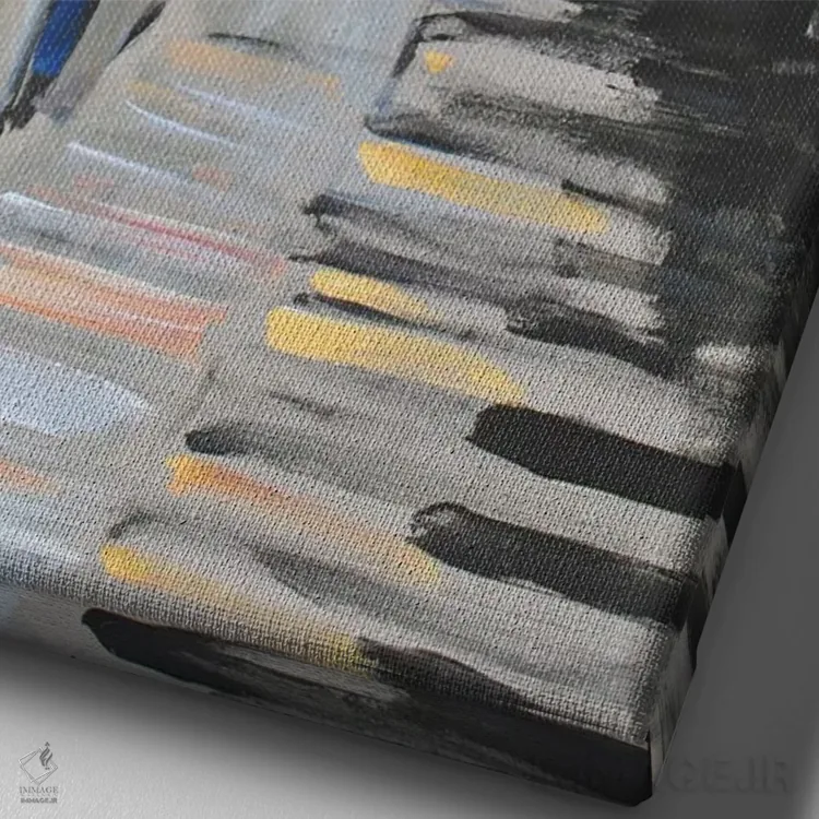 تابلو به موسیقی گوش بده دو اثر الین استیونز - نمای نزدیک بافت بوم