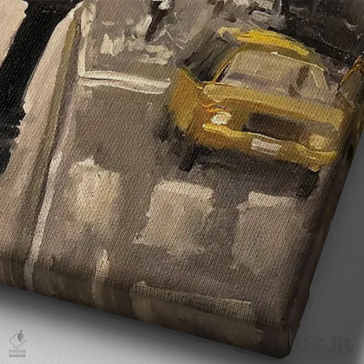 تابلو زمان شهر اثر الین استیونز - نمای نزدیک بافت بوم