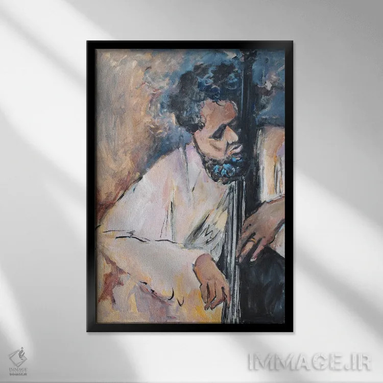 تابلو به موسیقی گوش بده یک اثر الین استیونز - نمای قابدار مشکی