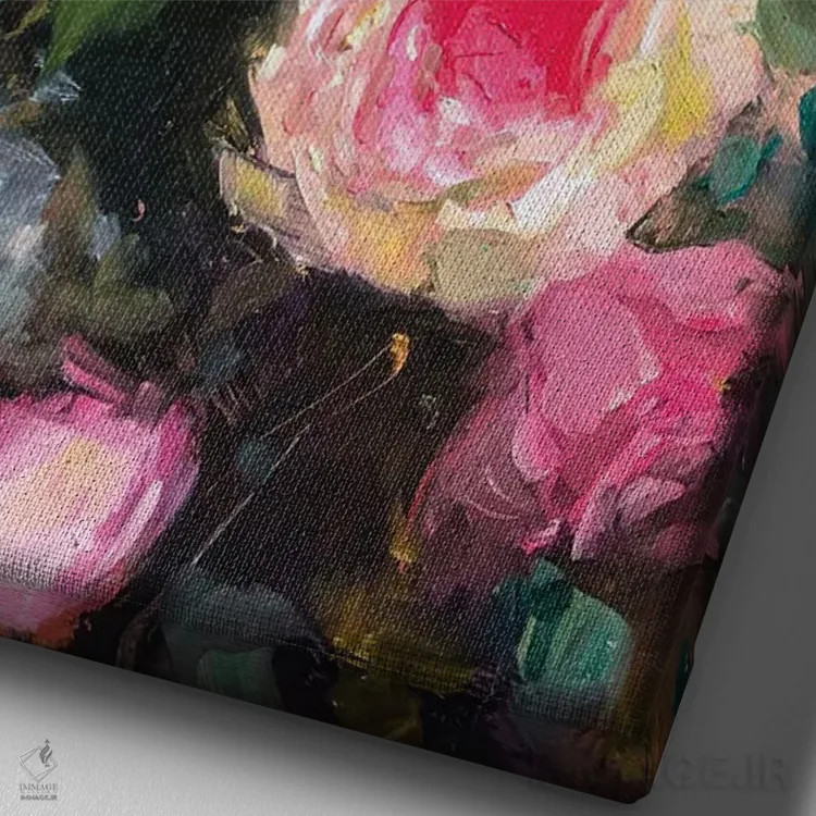 تابلو طبیعت بیجان چهار اثر الین استیونز - نمای نزدیک بافت بوم