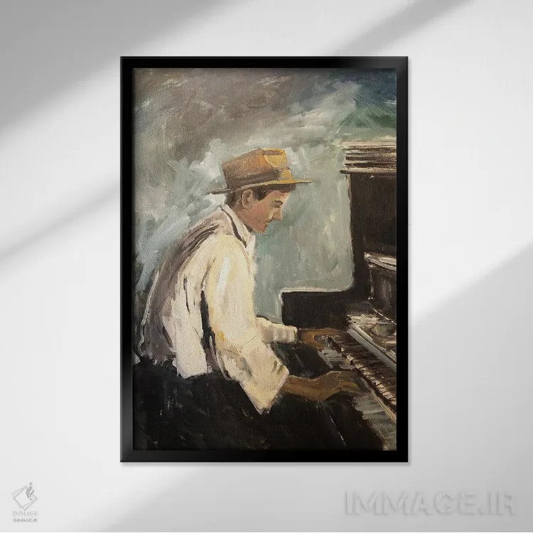 تابلو به موسیقی گوش بده چهار اثر الین استیونز - نمای قابدار مشکی