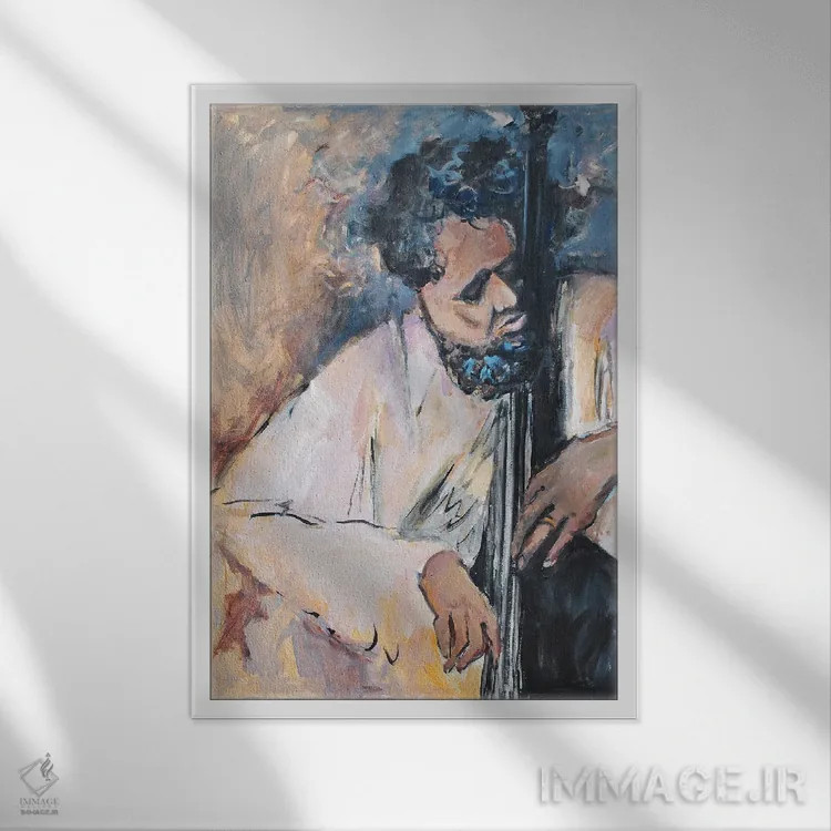 تابلو به موسیقی گوش بده یک اثر الین استیونز - نمای قابدار سفید