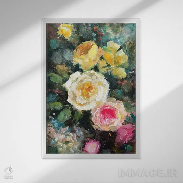 تابلو طبیعت بیجان چهار اثر الین استیونز - نمای قابدار سفید