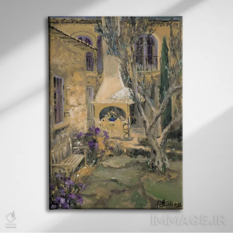 تابلو حیاط خلوت آرام اثر الین استیونز - نمای روبهرو روی دیوار