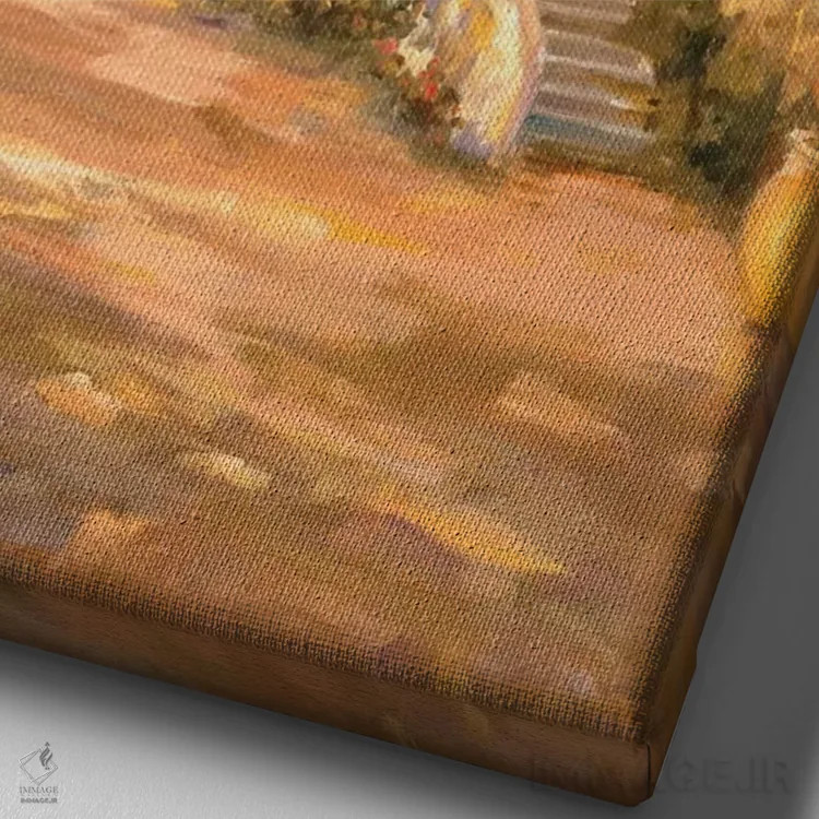 تابلو ویلا ایتالیایی یک اثر الین استیونز - نمای نزدیک بافت بوم