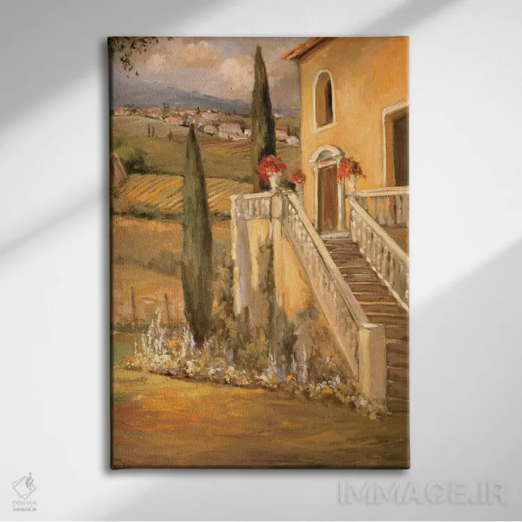 تابلو ویلا ایتالیایی دو اثر الین استیونز - نمای روبهرو روی دیوار