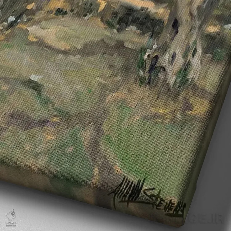 تابلو حیاط خلوت آرام اثر الین استیونز - نمای نزدیک بافت بوم