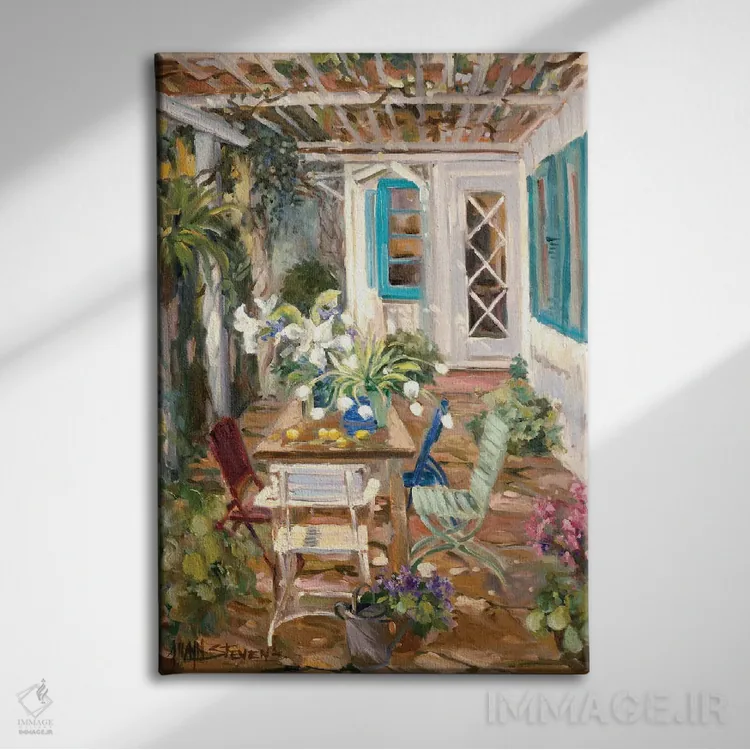 تابلو باغ تابستانی اثر الین استیونز - نمای روبهرو روی دیوار