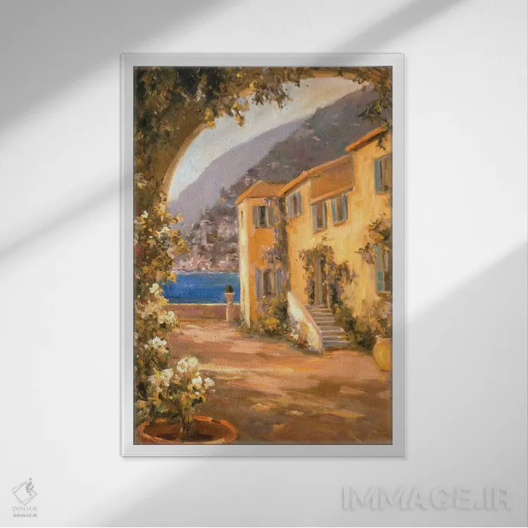 تابلو ویلا ایتالیایی یک اثر الین استیونز - نمای قابدار سفید