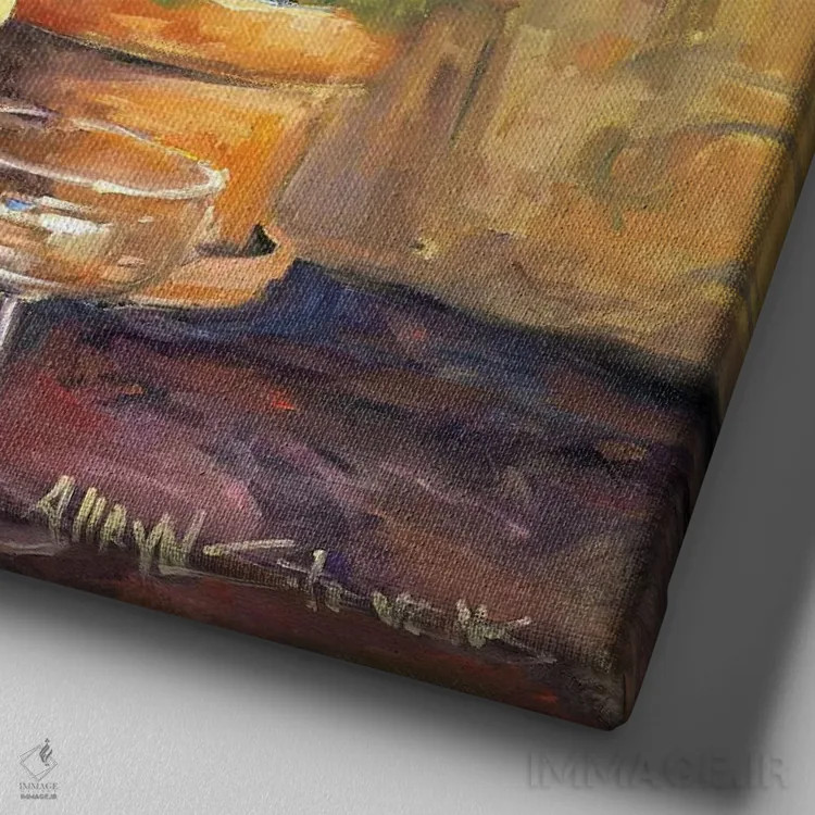 تابلو جزئیات گلهای قرمز یک اثر الین استیونز - نمای نزدیک بافت بوم