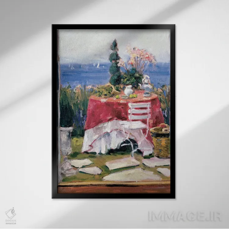 تابلو پذیرایی با صبحانه دو اثر الین استیونز - نمای قابدار مشکی