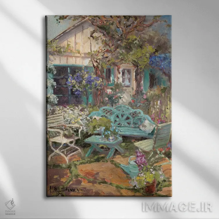 تابلو کلبهٔ ساحلی اثر الین استیونز - نمای روبهرو روی دیوار