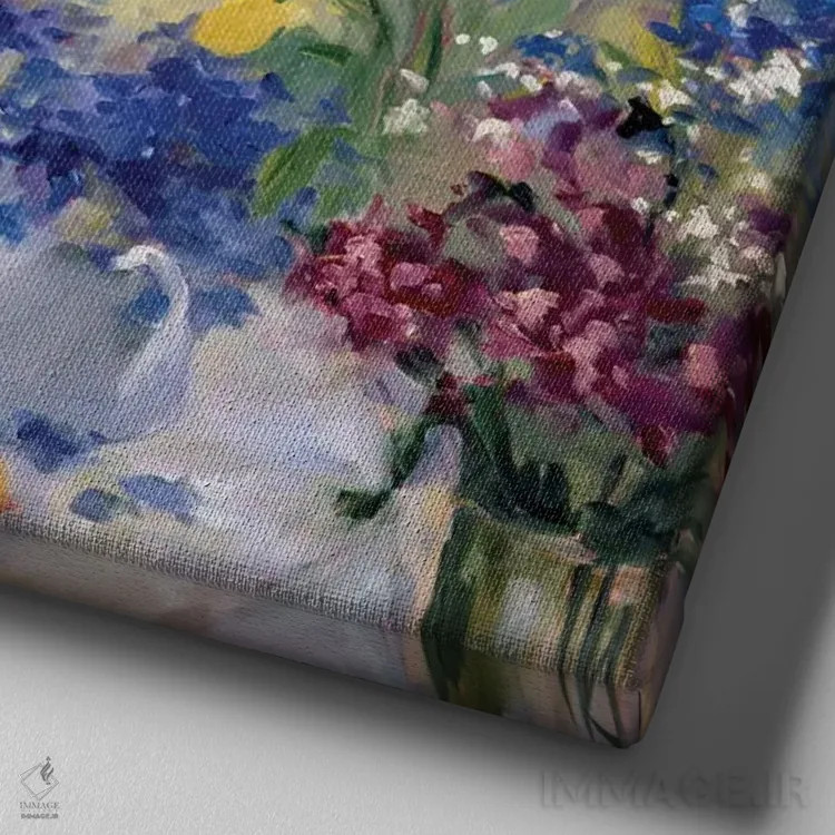 تابلو گلهای توسکانی اثر الین استیونز - نمای نزدیک بافت بوم