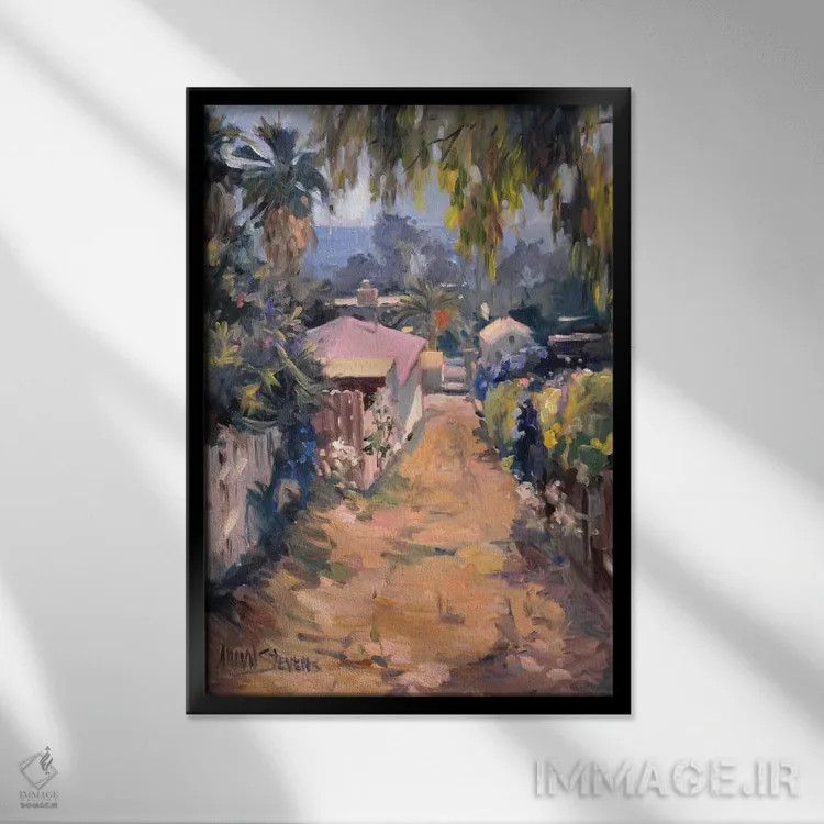 تابلو مسیر ساحلی اثر الین استیونز - نمای قابدار مشکی