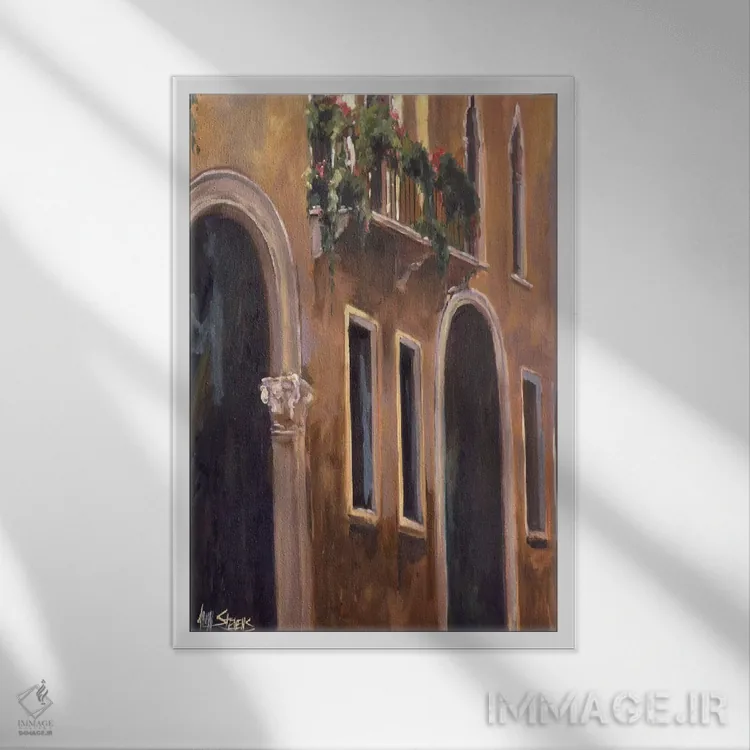 تابلو پنجرههای ونیز اثر الین استیونز - نمای قابدار سفید