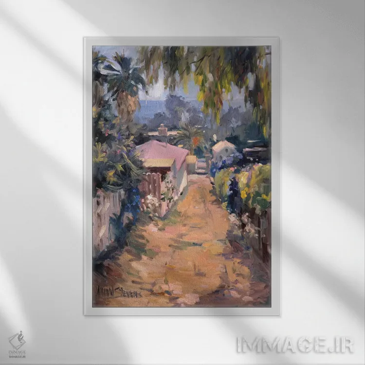 تابلو مسیر ساحلی اثر الین استیونز - نمای قابدار سفید