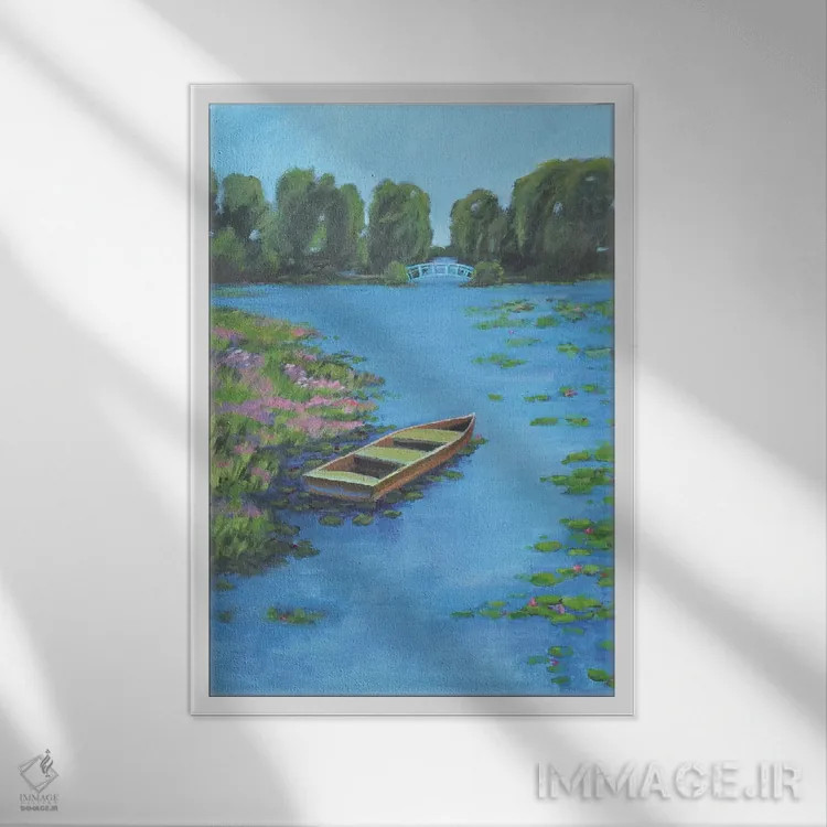 تابلو حوضچه قایق اثر الین استیونز - نمای قابدار سفید