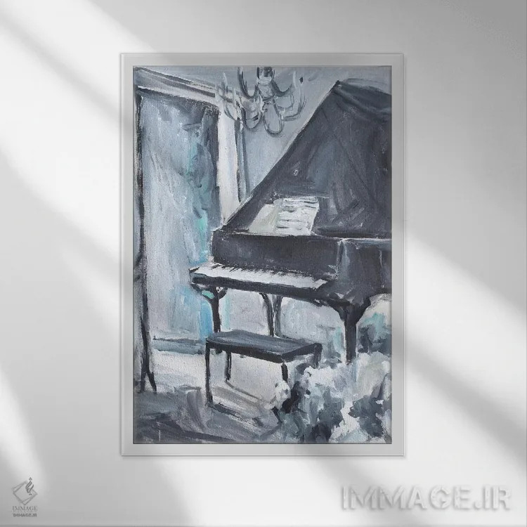 تابلو نوزاد آبیپوش اثر الین استیونز - نمای قابدار سفید