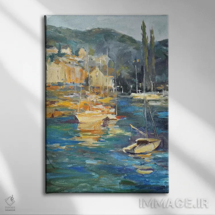 تابلو کنار بندر اثر الین استیونز - نمای روبهرو روی دیوار