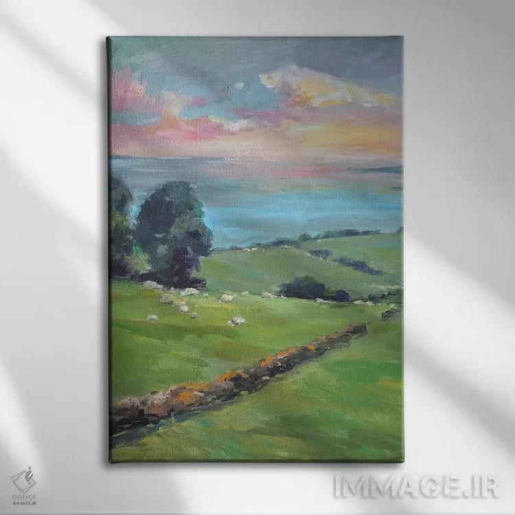 تابلو مزارع سرسبز اثر الین استیونز - نمای روبهرو روی دیوار