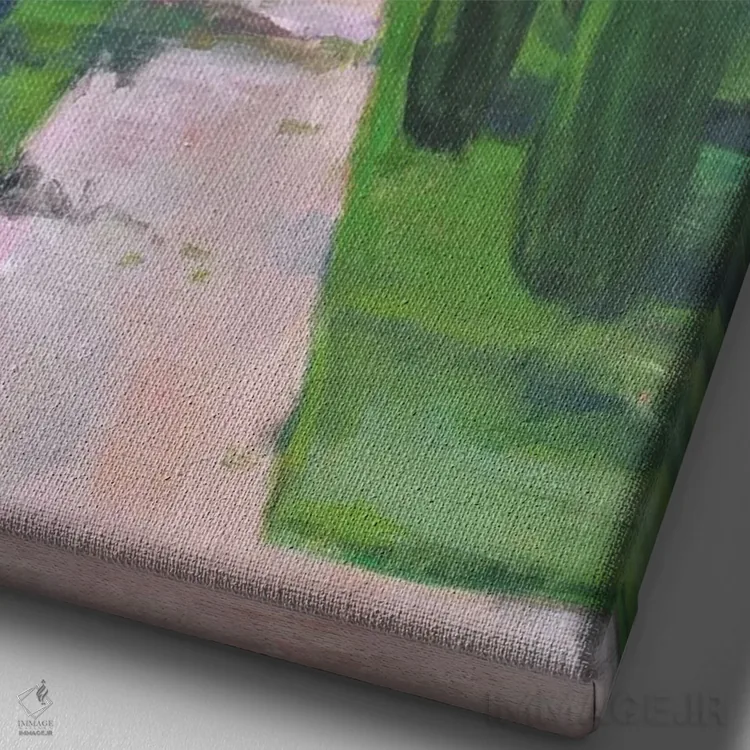 تابلو باغهای کنار دریاچه اثر الین استیونز - نمای نزدیک بافت بوم