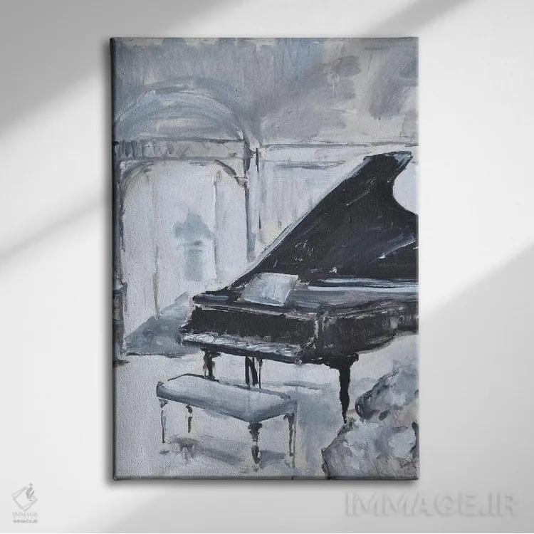 تابلو پیانوی آرام اثر الین استیونز - نمای روبهرو روی دیوار