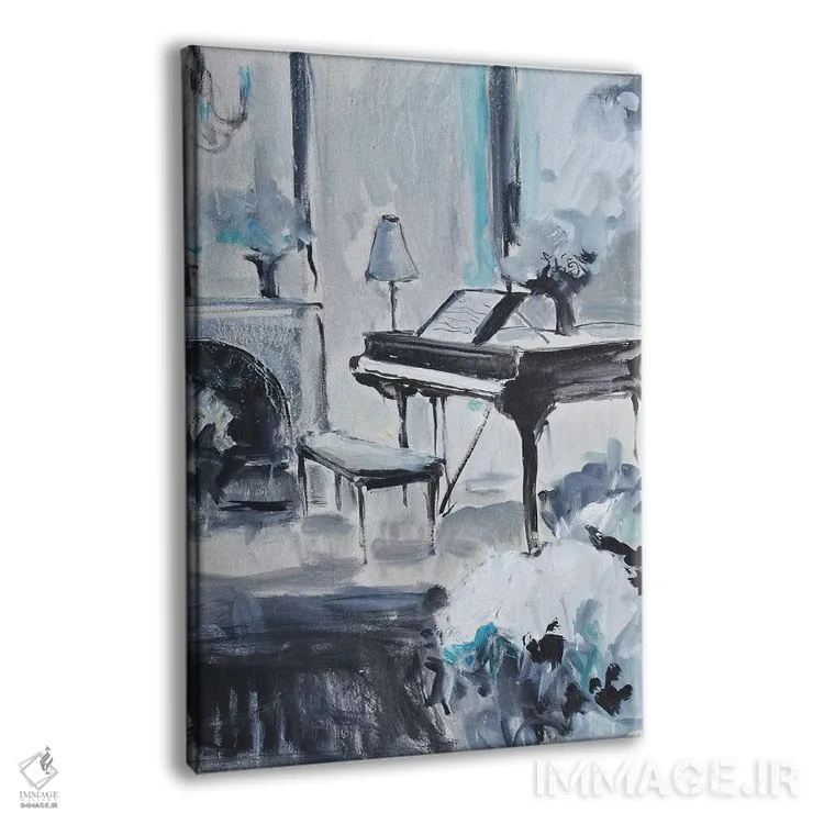 تابلو پیانو آبی سه اثر الین استیونز - نمای پرسپکتیو محصول