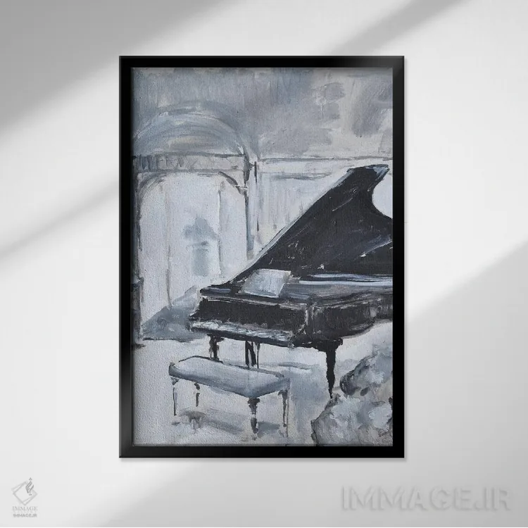 تابلو پیانوی آرام اثر الین استیونز - نمای قابدار مشکی