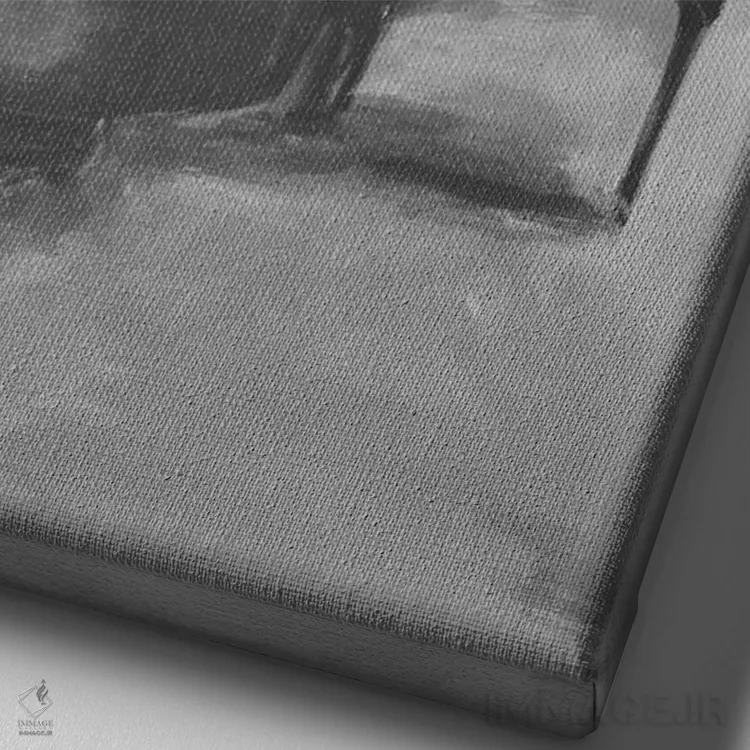 تابلو پیانو سیاه و سفید یک اثر الین استیونز - نمای نزدیک بافت بوم