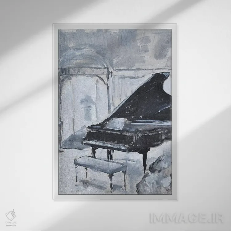 تابلو پیانوی آرام اثر الین استیونز - نمای قابدار سفید