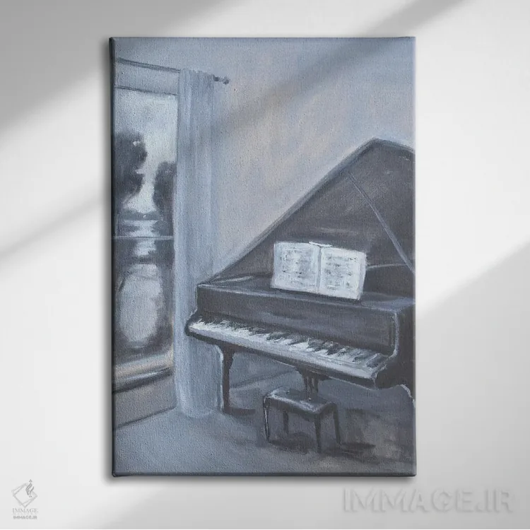 تابلو پیانو با منظره اثر الین استیونز - نمای روبهرو روی دیوار