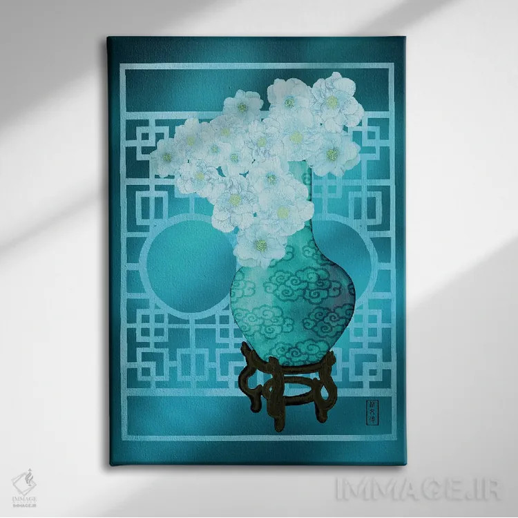 تابلو در میان ابری از کاملیا اثر آنتونی ون لم - نمای روبهرو روی دیوار