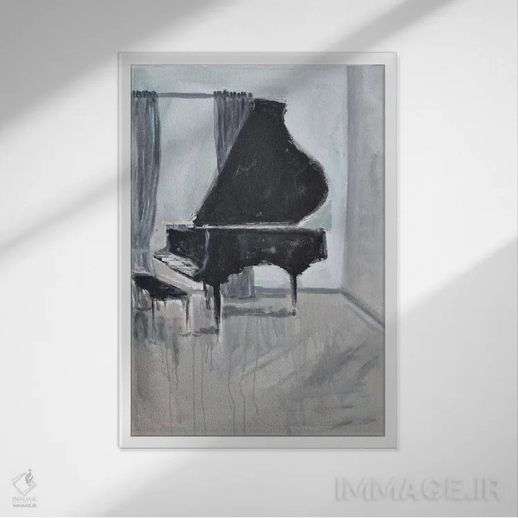 تابلو پیانو چهار اثر الین استیونز - نمای قابدار سفید