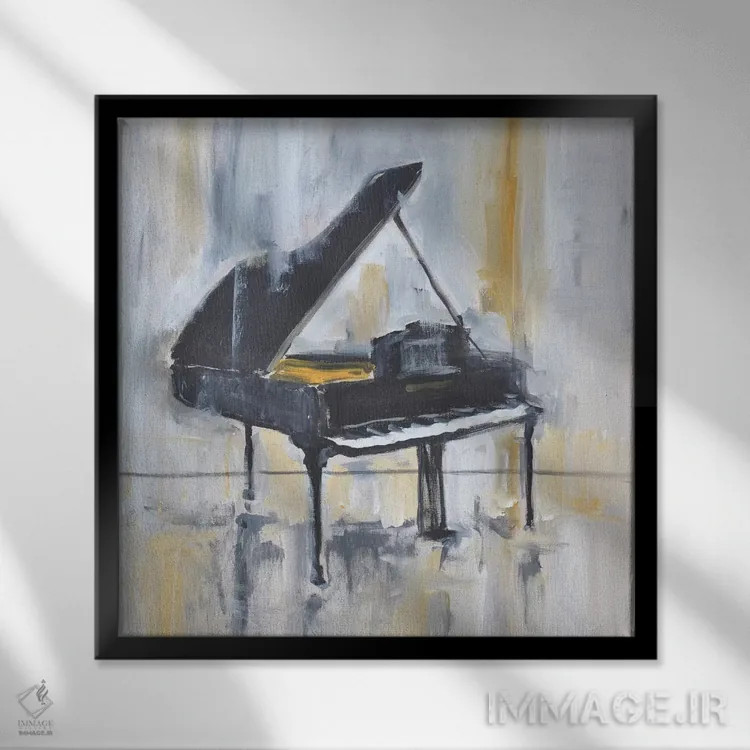 تابلو پیانو زرین دو اثر الین استیونز - نمای قابدار مشکی