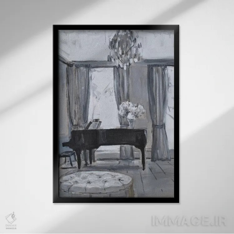 تابلو اتاق پیانو اثر الین استیونز - نمای قابدار مشکی