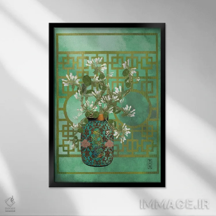 تابلو اژدهای یاس اثر آنتونی ون لم - نمای قابدار مشکی