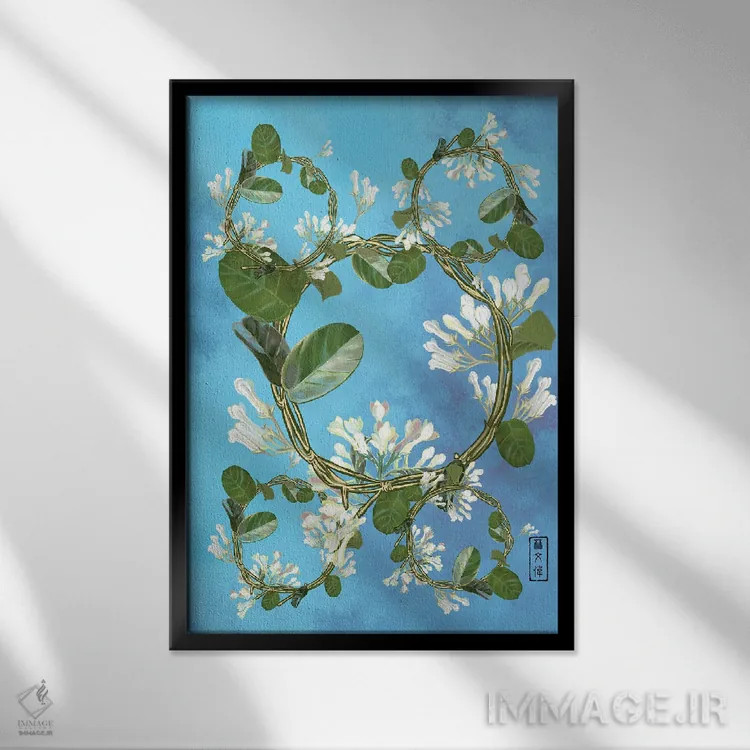 تابلو داربست یاس ستارهای اثر آنتونی ون لم - نمای قابدار مشکی