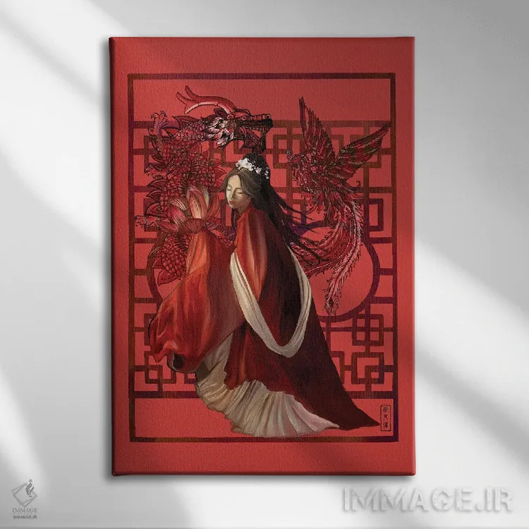 تابلو بانوی قرمزپوش اثر آنتونی ون لم - نمای روبهرو روی دیوار