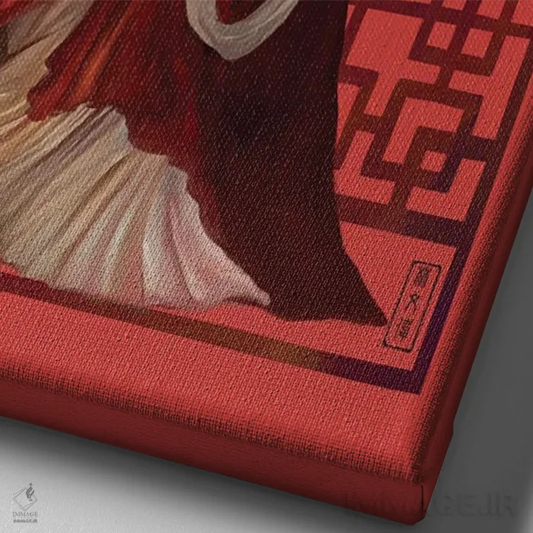 تابلو بانوی قرمزپوش اثر آنتونی ون لم - نمای نزدیک بافت بوم