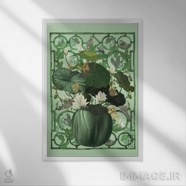 تابلو شکوفههای هماهنگی اثر آنتونی ون لم - نمای قابدار سفید