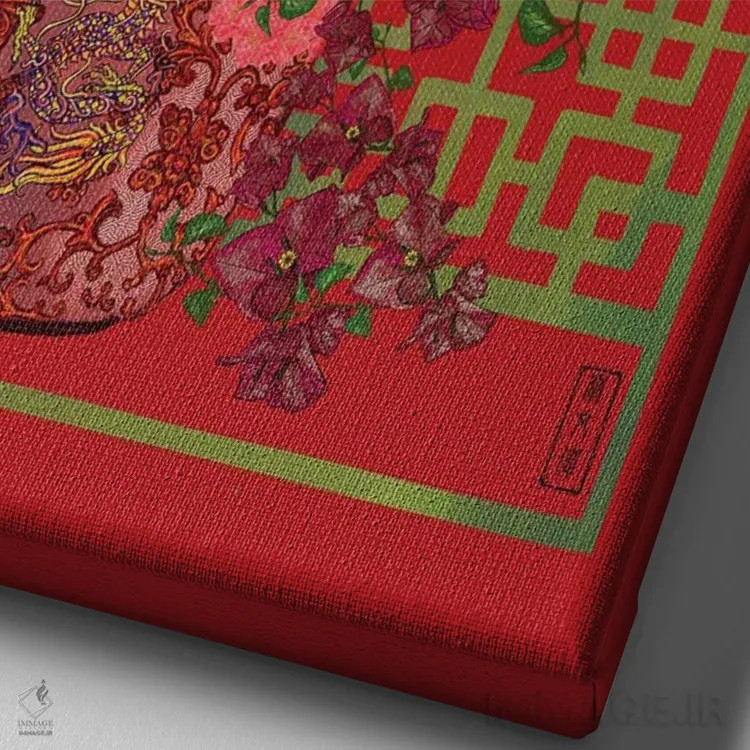 تابلو اژدهای گل کاغذی اثر آنتونی ون لم - نمای نزدیک بافت بوم