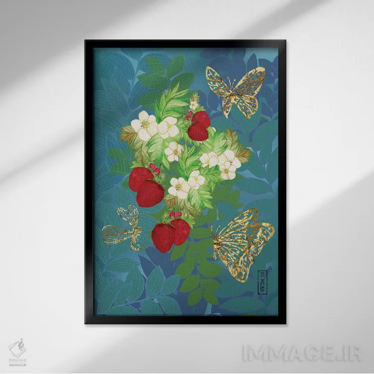 تابلو پروانهها و سنجاقک اثر آنتونی ون لم - نمای قابدار مشکی